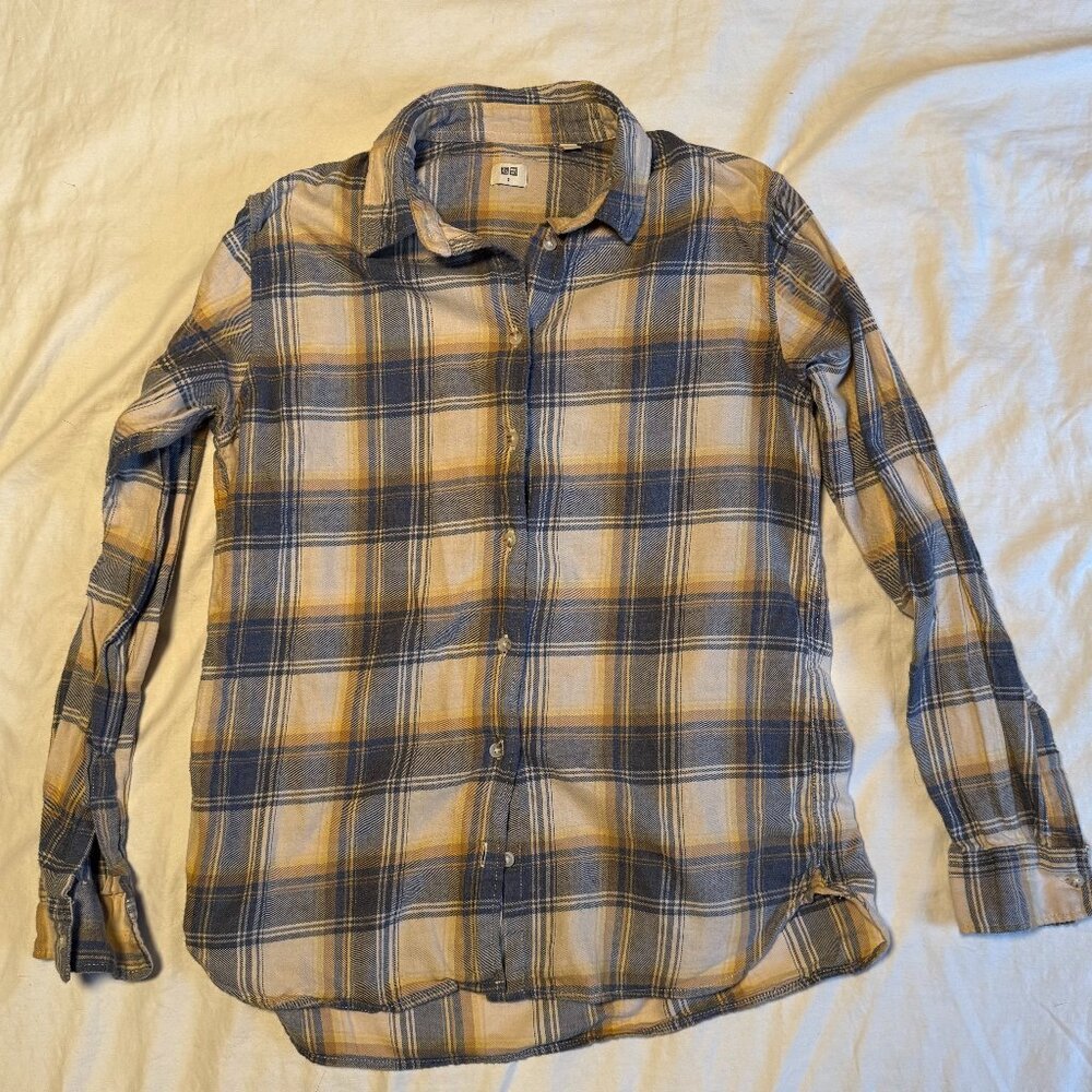 Uniqlo Women's Plaid Coastal Cowgirl Button Down S 100% Cotton